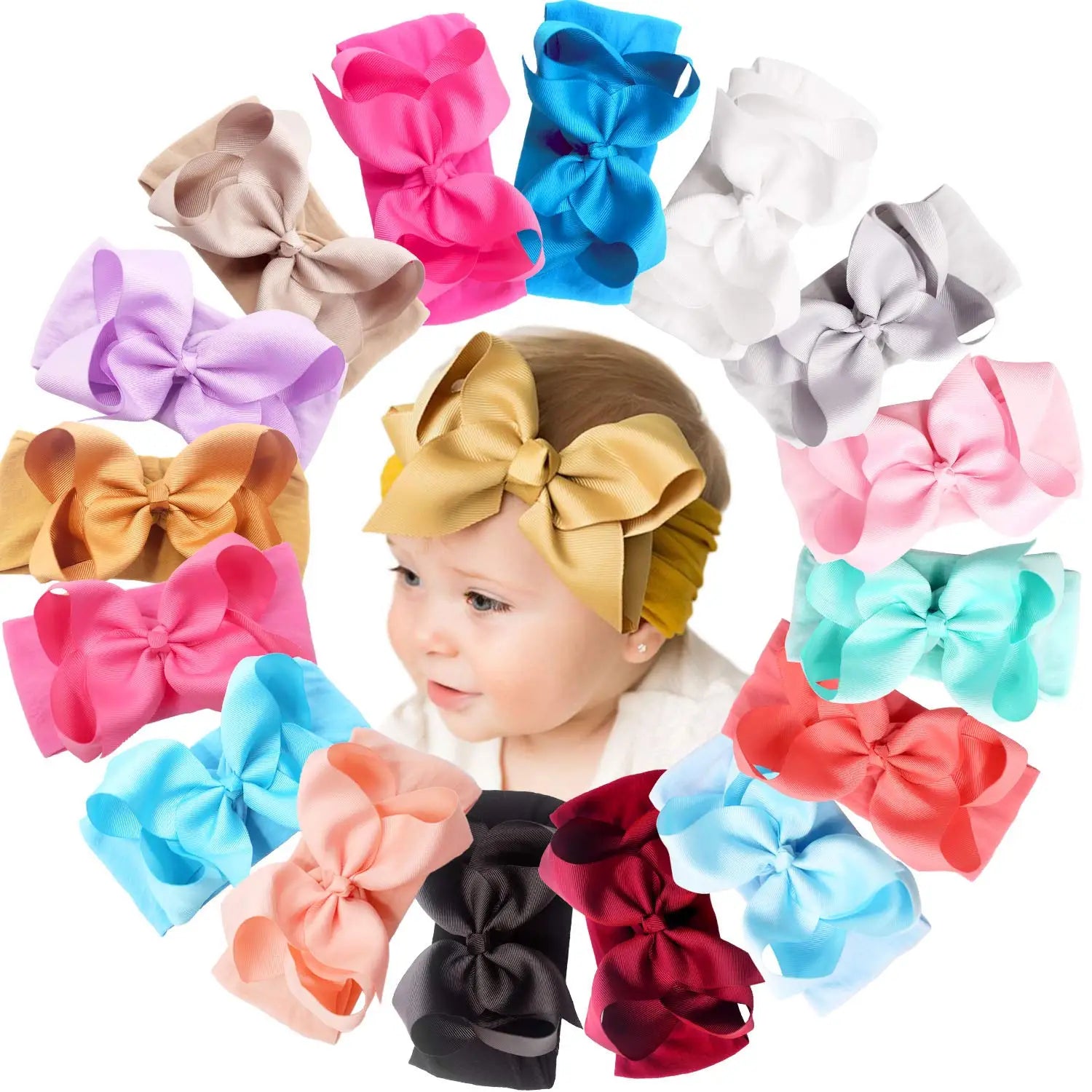 16PCS Baby Headbands Hair Bows HeadWraps Newborn Infants Toddlers Hairbands Girl Hair Accessories Wholesales