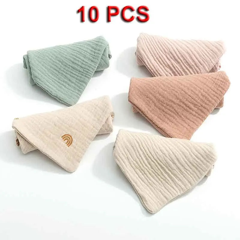 10 Pcs Towel Facecloth Baby Bath Handkerchief Cotton Burp Cloth Soft Absorbent Gauze Kindergarten Washcloth