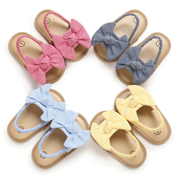 Baby Girls Bow Knot Sandals Summer Soft Sole Flat Princess Dress Shoes Infant Non-Slip First Walkers Footwear