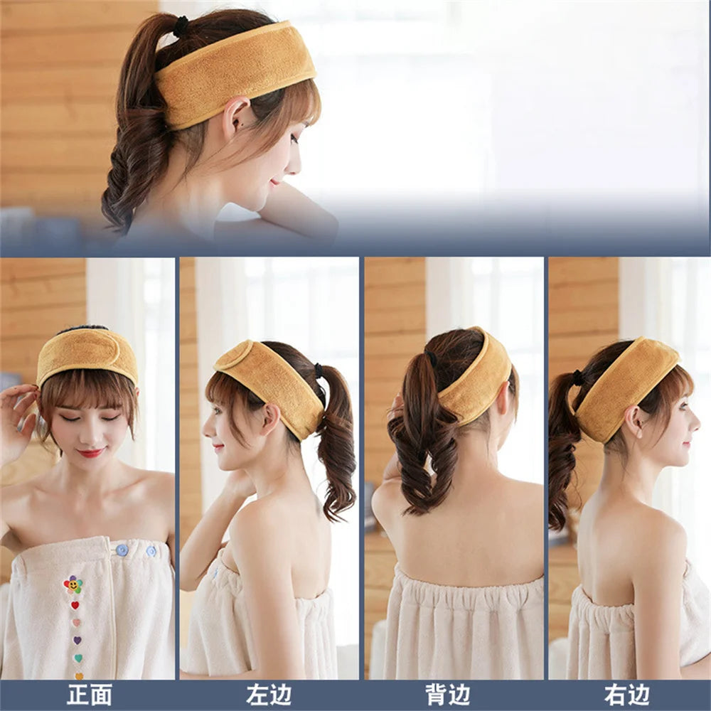 Soft Toweling Hair Accessories Girls Headbands for Face Washing Bath Makeup Hair Band for Women Adjustable SPA Facial Headband