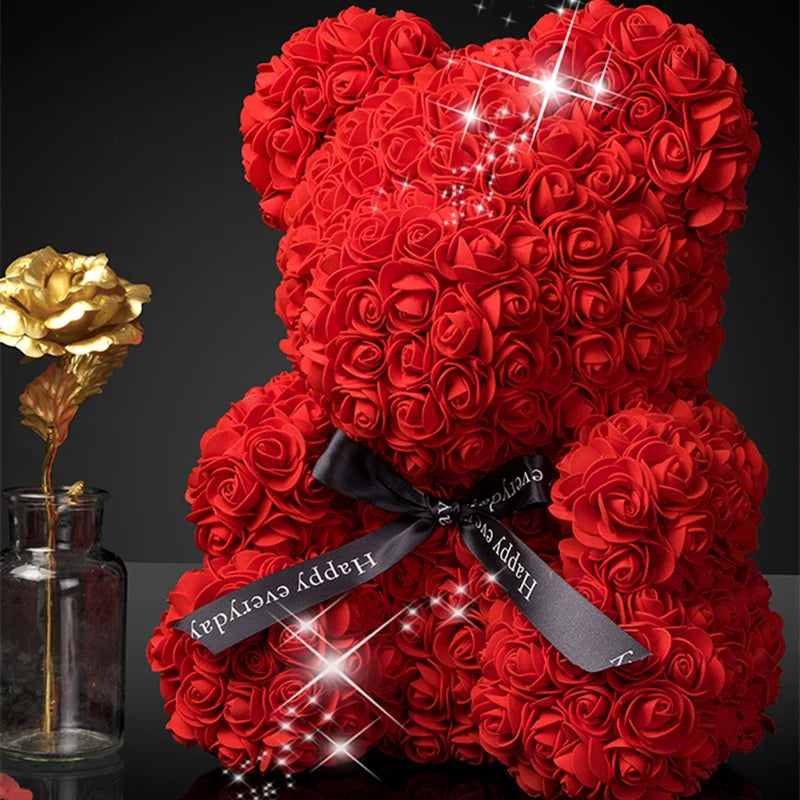 40cm Teddy Rose Bear Rose Bouquet Gift Box Proposal Lights 520 Valentine&#39;s Day Birthday Gifts for Best Friends and Girlfriends