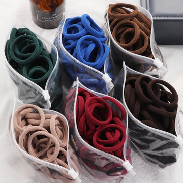 30/50pcs/Set Women 4cm Elastic Big Hair Bands Solid Brown Headband Girls Ponytail Holder Fixed Hair Accessories Hair Ropes