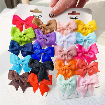 20colors 1piece Colorful Ribbon Hair Bows with Clip for Baby Girls Mini Cute Hairpins Barrettes Headwear Kids Hair Accessories